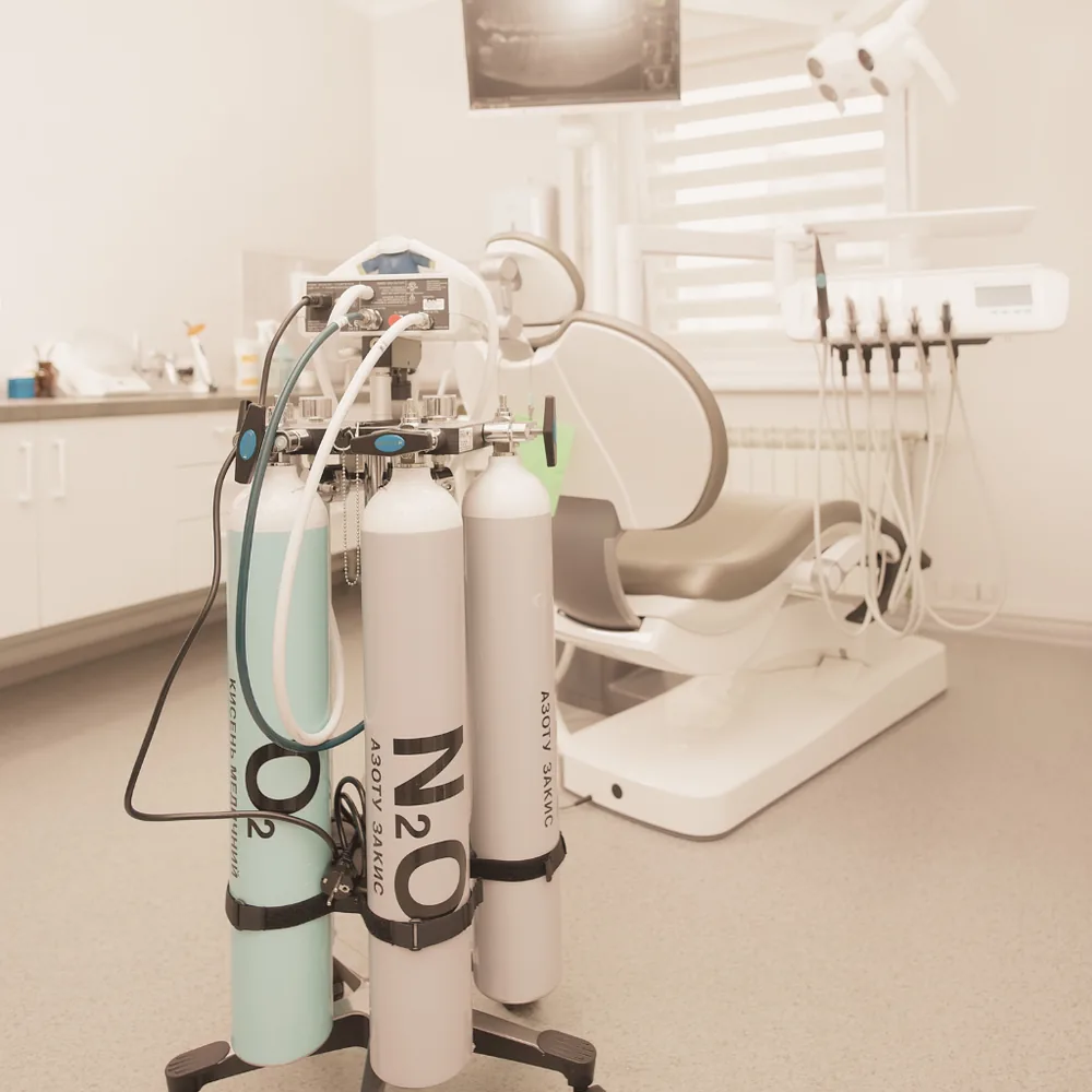 Nitrous oxide (happy gas) equipment beside a treatment chair at Southside Dental Toowoomba